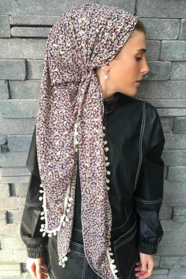 מטפחת משולש ענק דגם "פרחוני לילך"