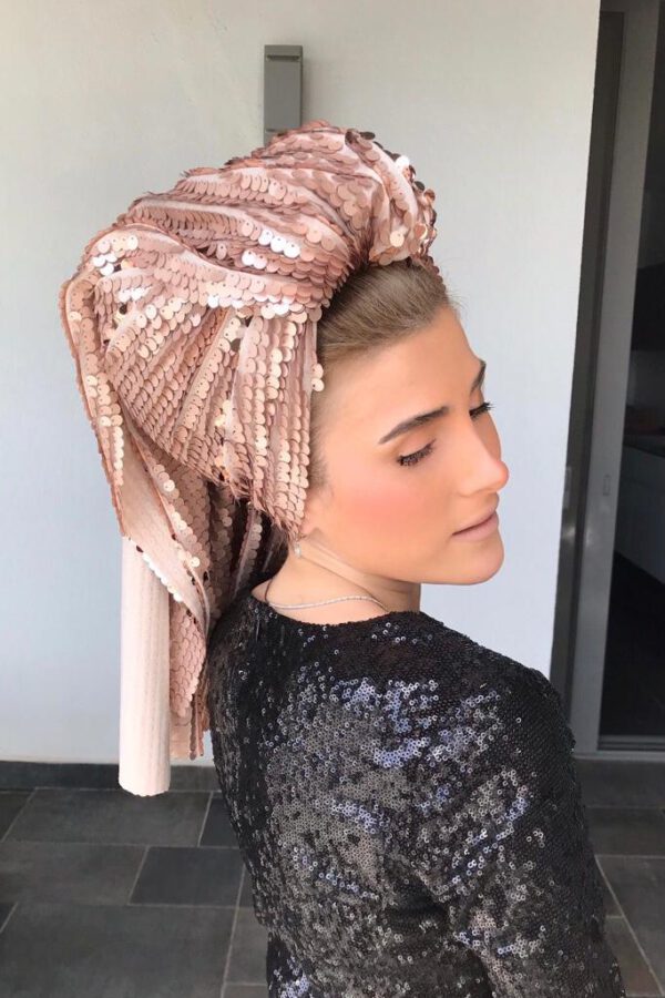 מטפחת פייטים גדולים ורוד אפרסק