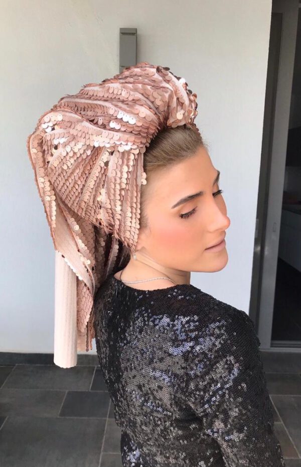 מטפחת פייטים גדולים ורוד אפרסק