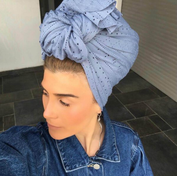 מטפחת דגם "תחרה" כחול ג'ינס