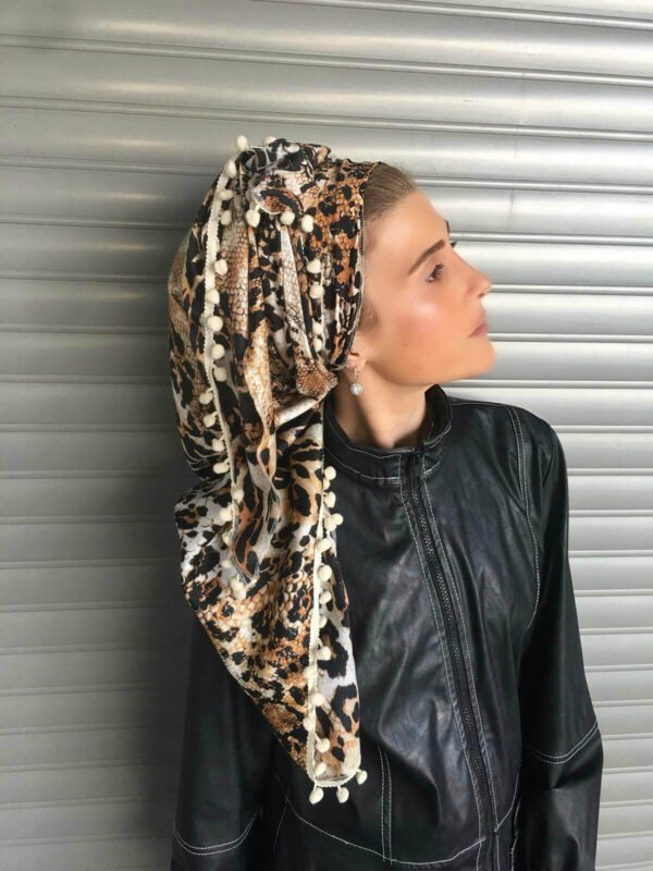 מטפחת משולש ענק דגם "מנומר חום"