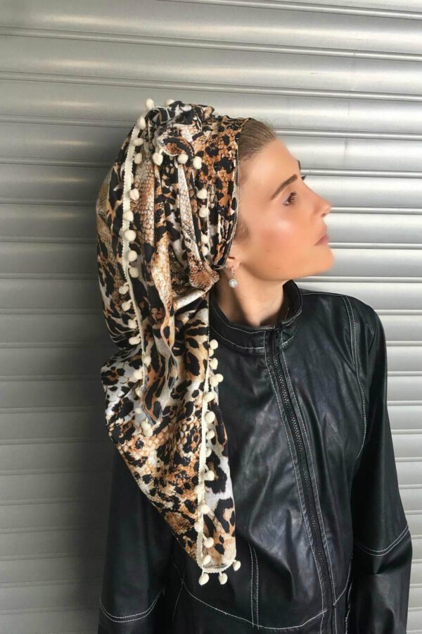 מטפחת משולש ענק דגם "מנומר חום"